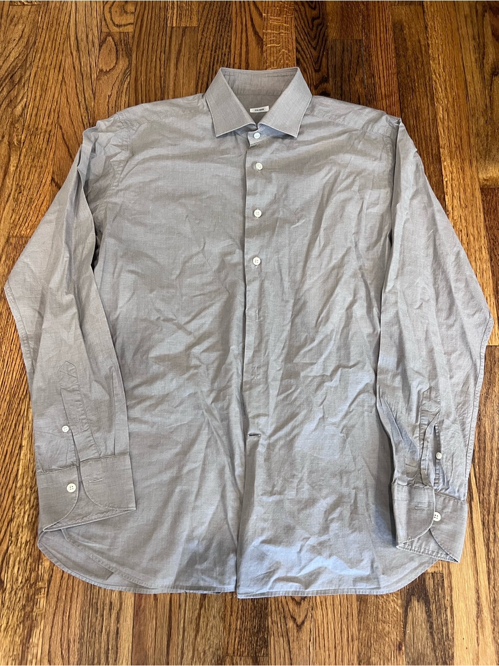 Caliban Men's Dress Shirt Regular Fit Cotton Italy Grey Size 43/17